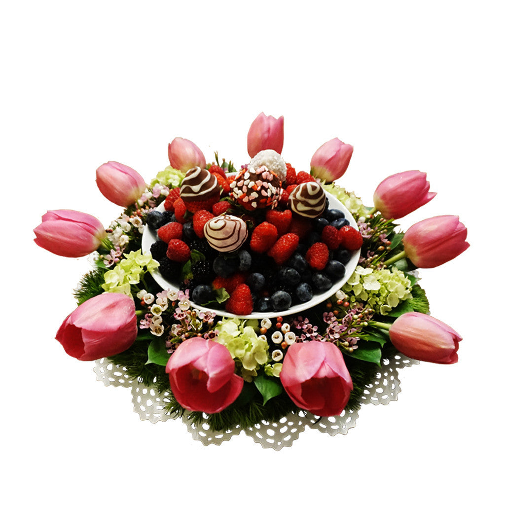 Happy Choco Day Flower Fruit Arrangement By Fruitate