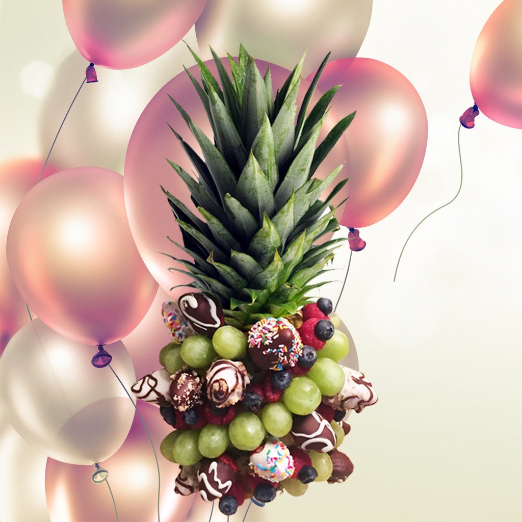 Pineapple Choco Twist Flower Fruit Arrangement By Fruitate