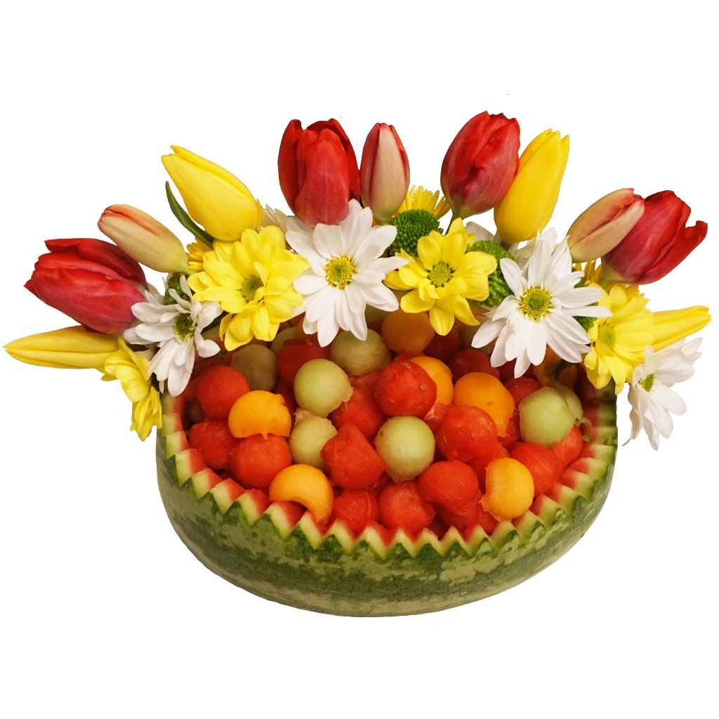 Spring Bowl Flower Fruit Arrangement By Fruitate