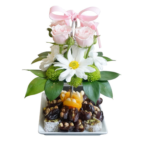 Very Pretty - Flower & Fruit Platter Arrangement